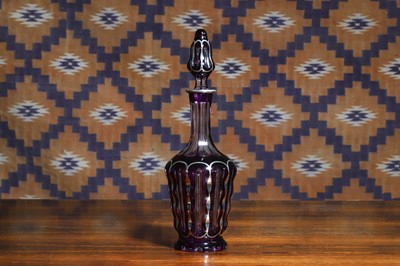 Lot A Continental amethyst and clear glass decanter