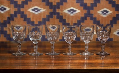 Lot A set of six wine glasses