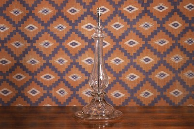 Lot A large clear glass baluster table lamp