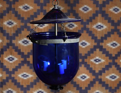 Lot A blue glass mosque lantern