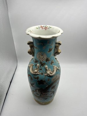 Lot 63 - A pair of Chinese Canton baluster vases