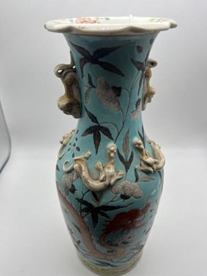 Lot 63 - A pair of Chinese Canton baluster vases
