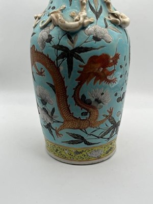 Lot 63 - A pair of Chinese Canton baluster vases