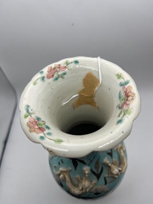 Lot 63 - A pair of Chinese Canton baluster vases