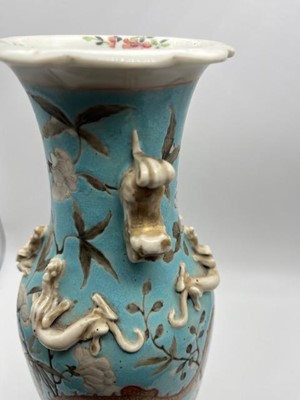 Lot 63 - A pair of Chinese Canton baluster vases