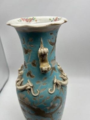 Lot 63 - A pair of Chinese Canton baluster vases