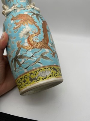 Lot 63 - A pair of Chinese Canton baluster vases