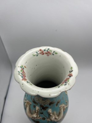 Lot 63 - A pair of Chinese Canton baluster vases
