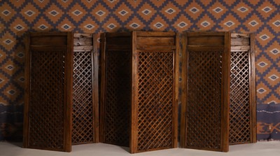 Lot A series of six Chinese hardwood screen panels