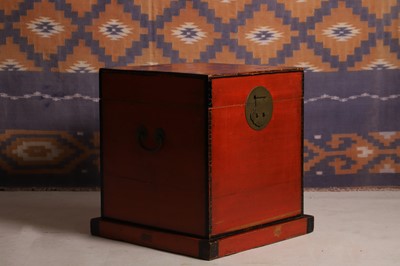 Lot A red lacquer trunk