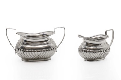 Lot 5 - A silver sugar bowl and cream jug