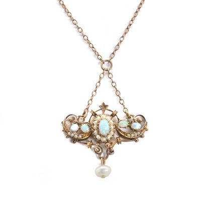 Lot 45 - A late Victorian opal and split pearl necklace