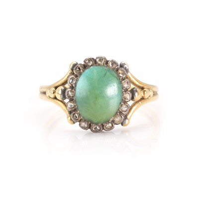 Lot 14 - An antique turquoise and diamond ring