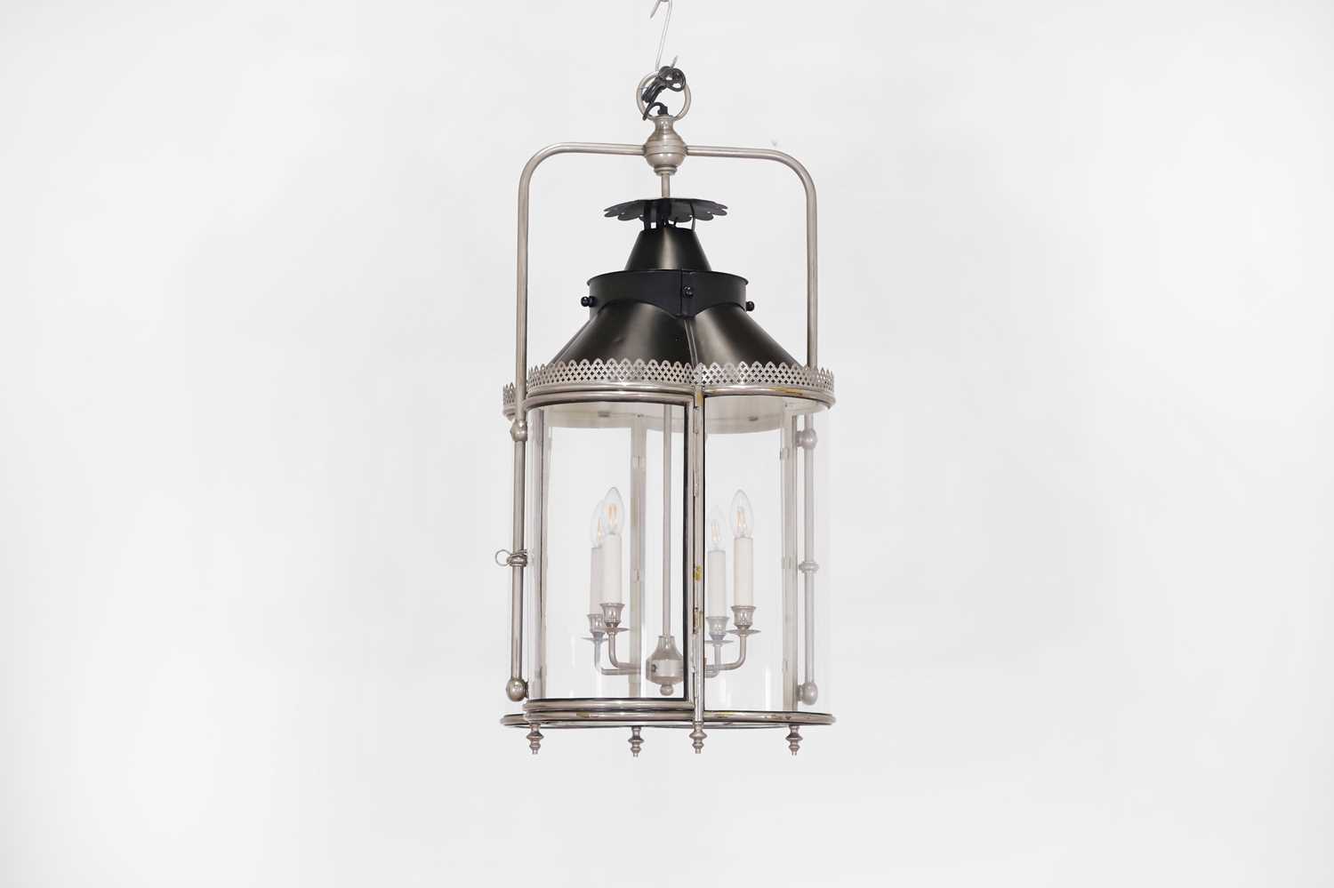 Lot 120 - A large nickel and ebonised 'Clover' lantern by Charles Edwards