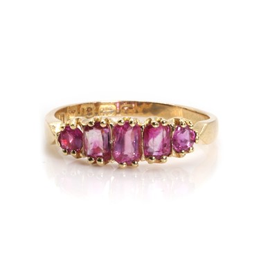 Lot 34 - A Victorian 18ct gold ruby five stone ring