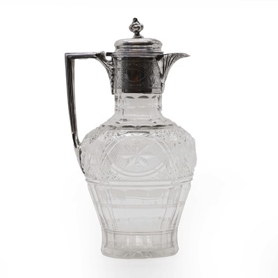 Lot 10 - A silver mounted and cut glass claret jug