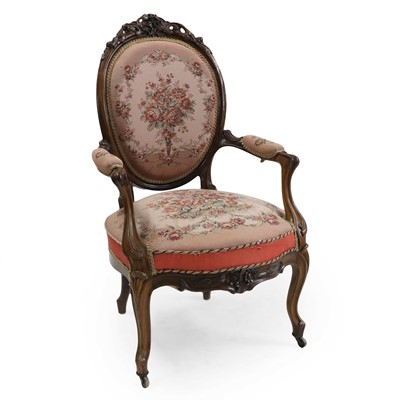 Lot 386 - A French open armchair