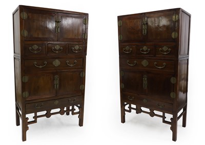 Lot 388 - A pair of Chinese hardwood cabinets