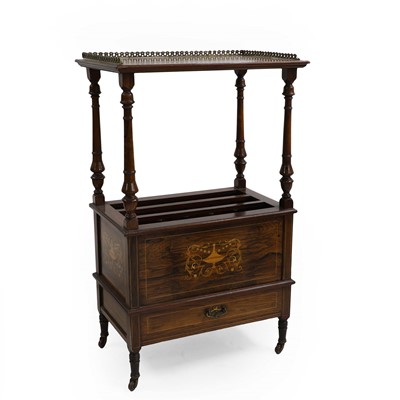 Lot 401 - A Victorian rosewood and marquetry Canterbury