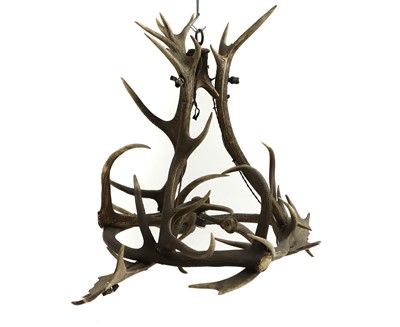 Lot 389 - An antler seven-light chandelier