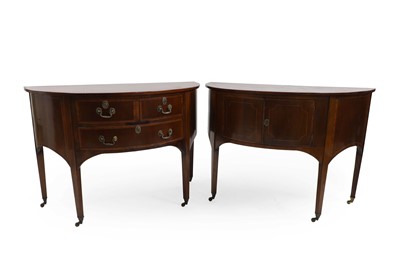 Lot 393 - A pair of George III style demilune cabinets