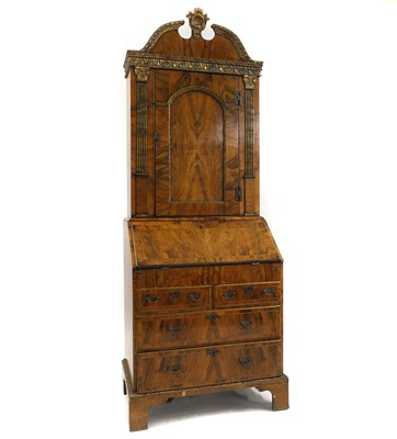 Lot 406 - A George I style walnut bureau bookcase