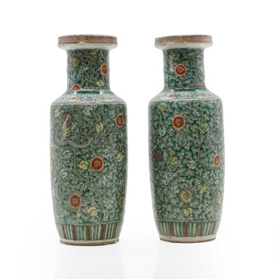 Lot 97 - A pair of Chinese famille verte vases