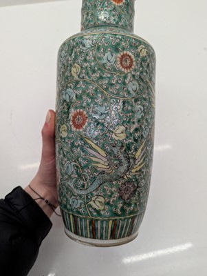 Lot 97 - A pair of Chinese famille verte vases