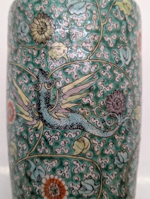 Lot 97 - A pair of Chinese famille verte vases