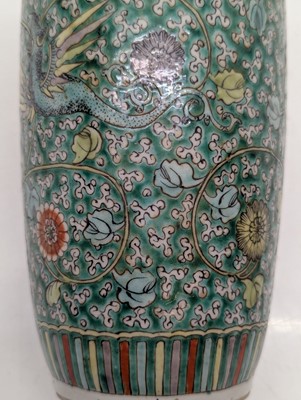 Lot 97 - A pair of Chinese famille verte vases