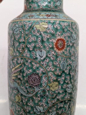 Lot 97 - A pair of Chinese famille verte vases