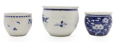 Lot 86 - A group of three Chinese blue and white porcelain fish bowls