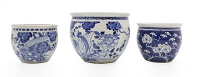 Lot 86 - A group of three Chinese blue and white porcelain fish bowls