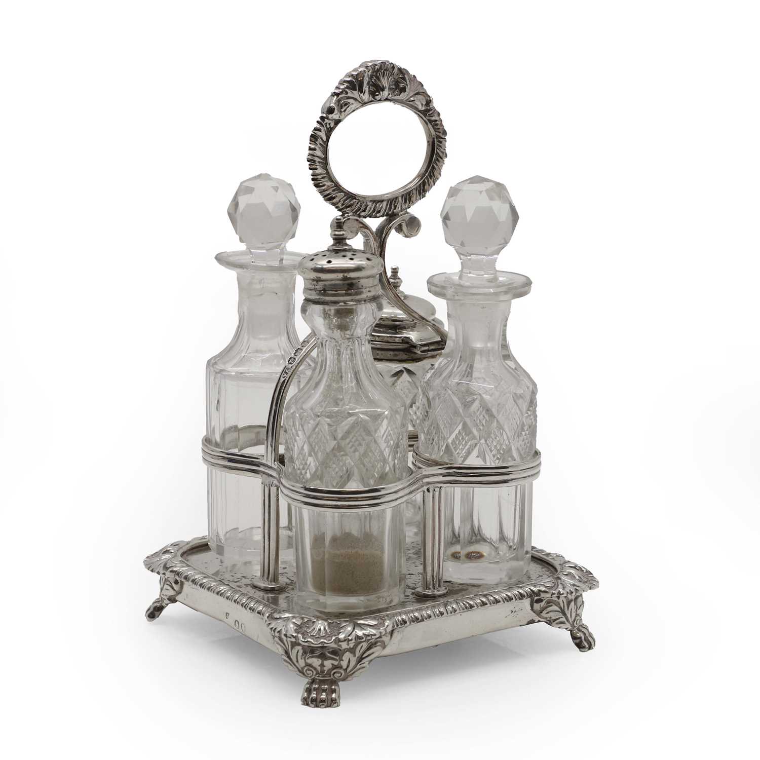 Lot 16 - A George III silver cruet stand