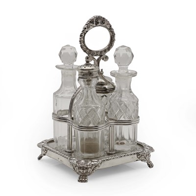 Lot 16 - A George III silver cruet stand