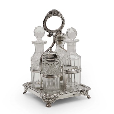 Lot 16 - A George III silver cruet stand