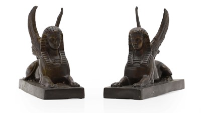 Lot 233 - A pair of bronze winged Sphinx