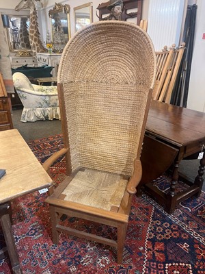 Lot 154 - An oak and woven seagrass Orkney chair