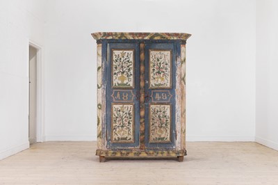 Lot A painted pine marriage cupboard