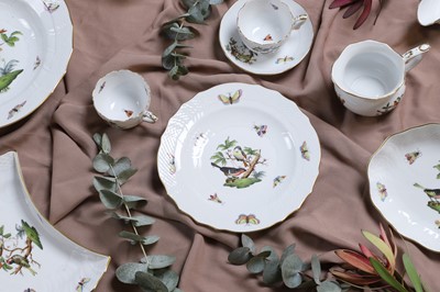 Lot 450 - A Herend 'Rothschild Bird' pattern part dinner service