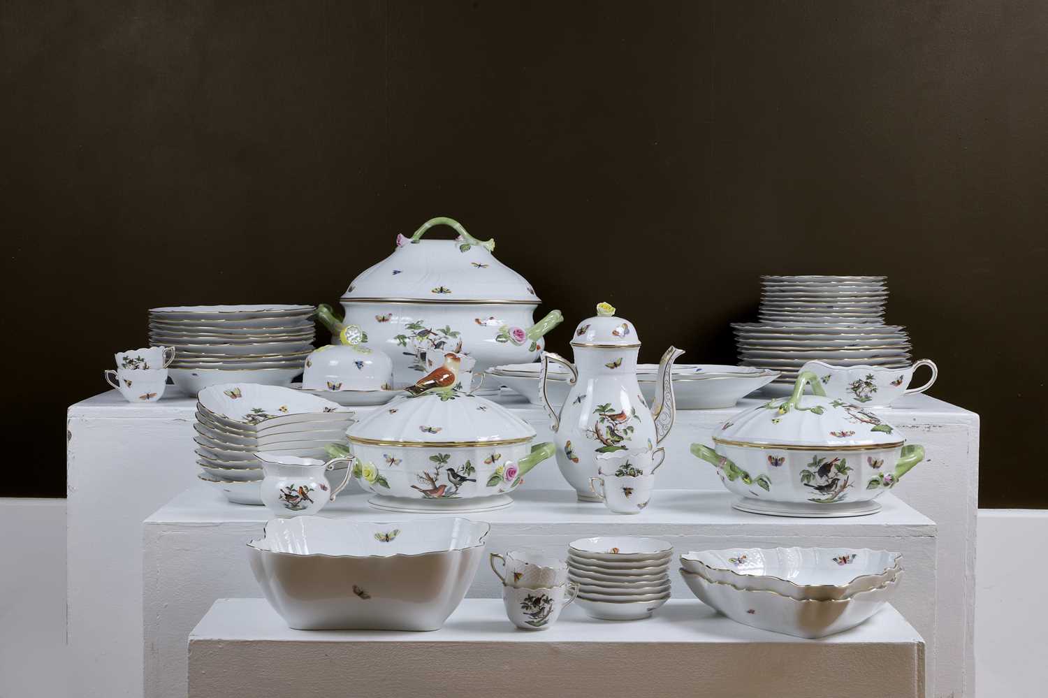 Lot 450 - A Herend 'Rothschild Bird' pattern part dinner service