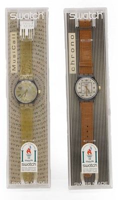 Lot 254 - Two limited edition Swatch wristwatches