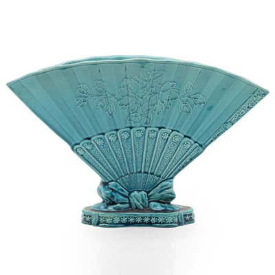 Lot 155 - A Burmantofts Pottery turquoise 'Fan' vase