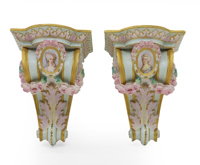 Lot 151 - A pair of bisque porcelain wall brackets