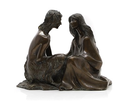 Lot 233 - A bronze seated couple