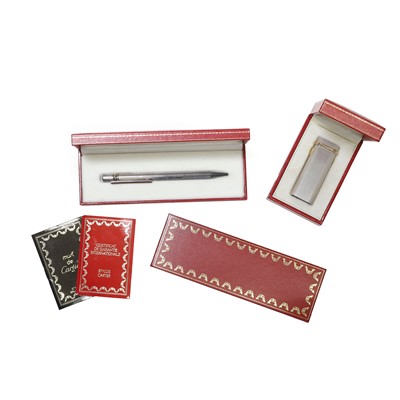 Lot 444 - A Cartier Trinity lighter and a Must de Cartier pen