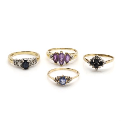 Lot 358 - A group of four 9ct gold rings