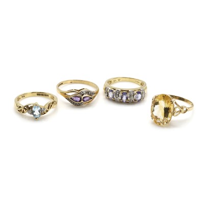 Lot 363 - A group of four 9ct gold rings