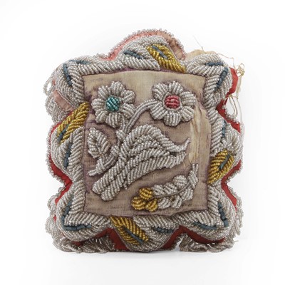 Lot 275 - A Victorian beadwork and tasselled pin cushion