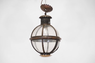 Lot A lacquered copper hall lantern